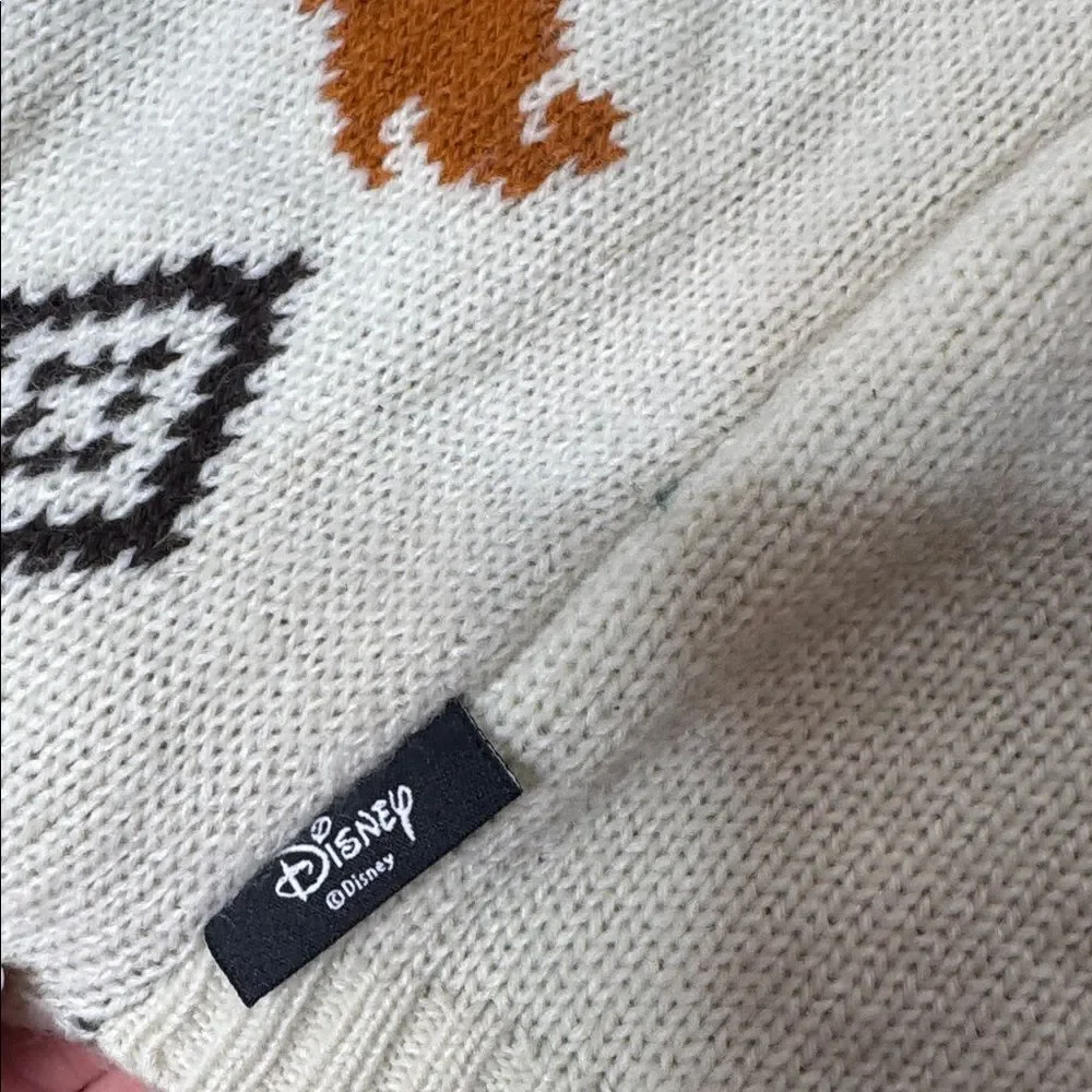 Disney Cream and Brown Chewy Mickey Mouse Southwest Pattern Cozy Sweater. Sz XXL